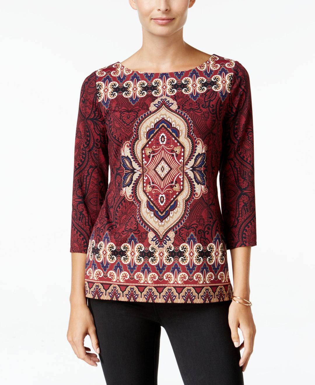 Charter Club Petite Ikat-Print Top