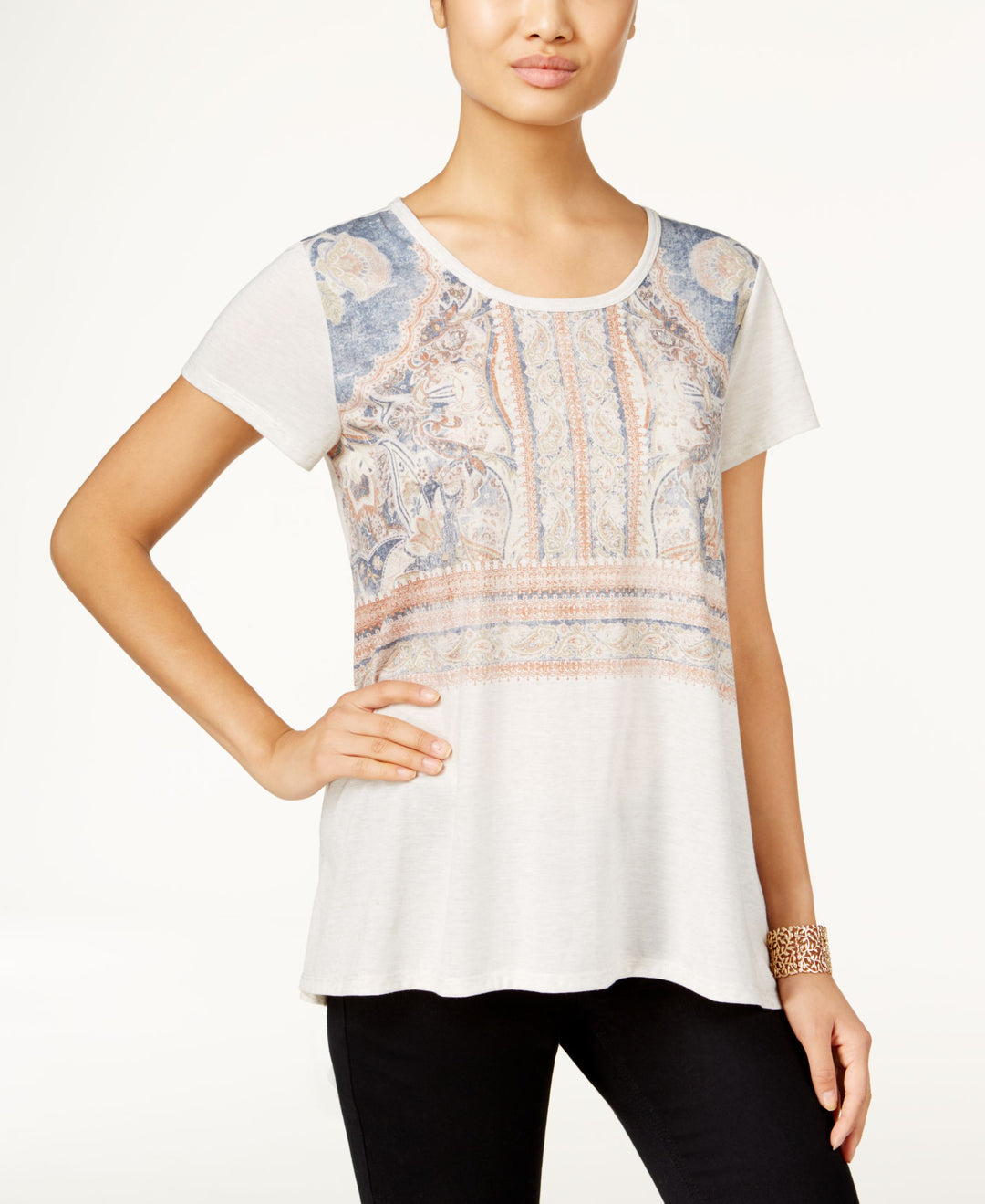 Style & Co Petite Boho-Print T-Shirt