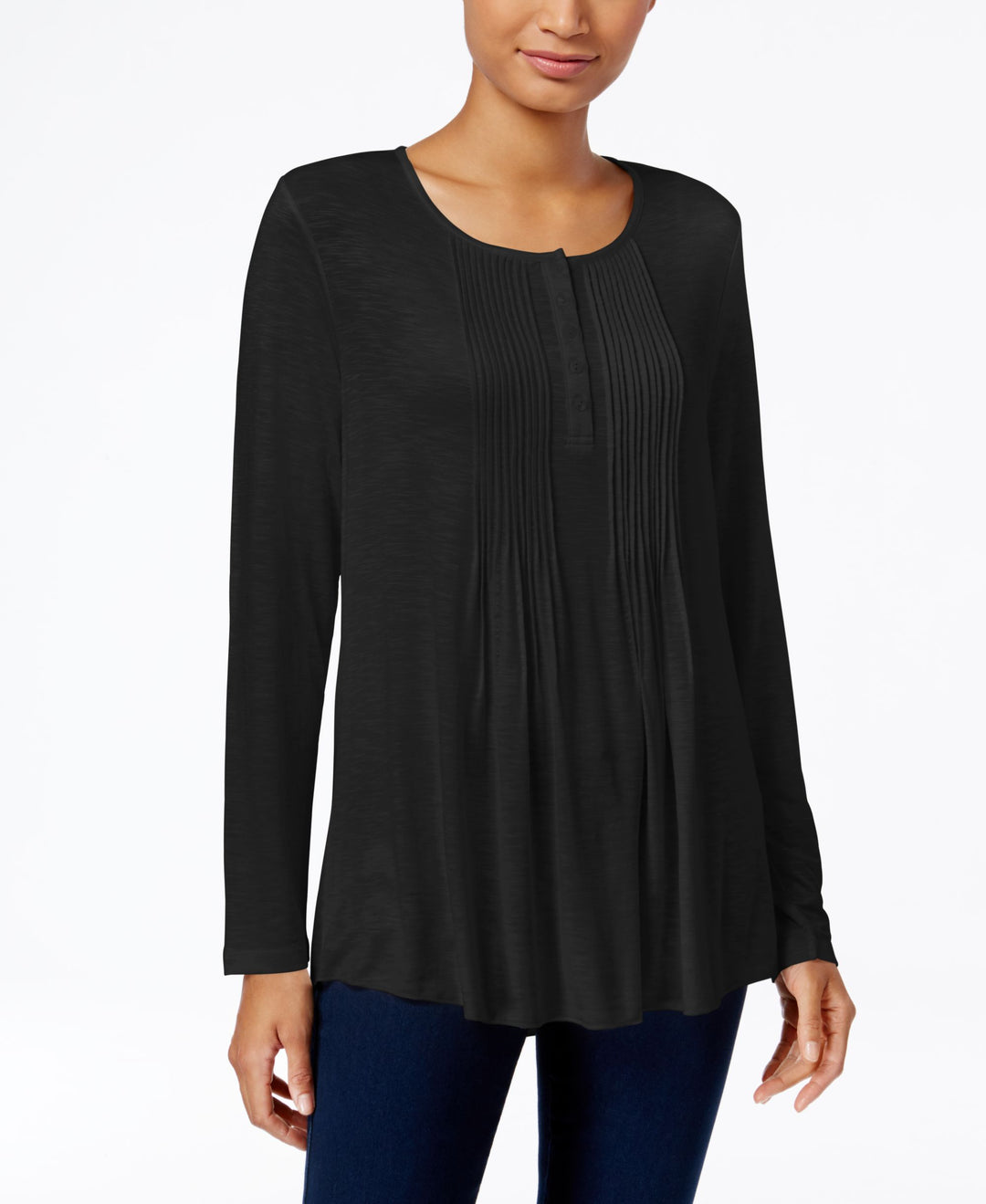 Style & Co Petite Pleated Top