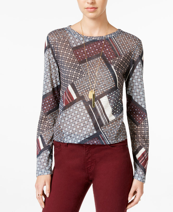 Bar III Printed Hacci Top