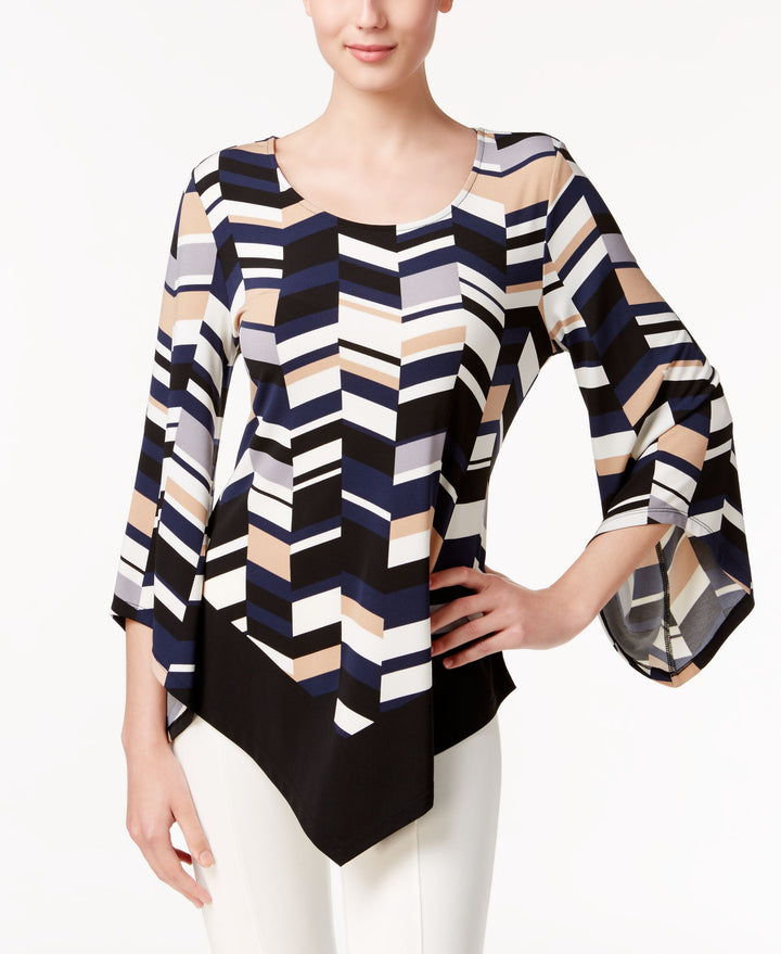 Alfani Petite Printed Asymmetrical Top