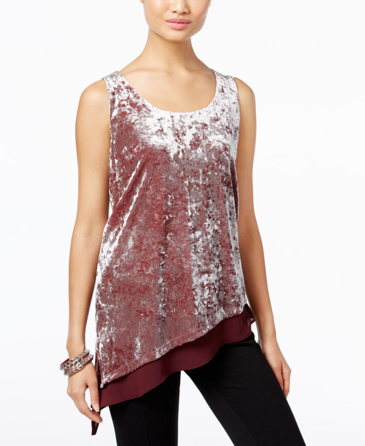 Inc International Concepts Petite Mixed-Media Velvet Top