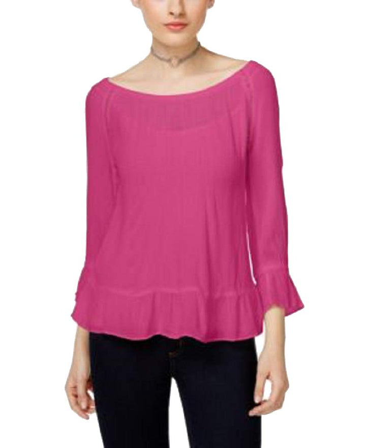 Petite Crochet Trim Peasant Top