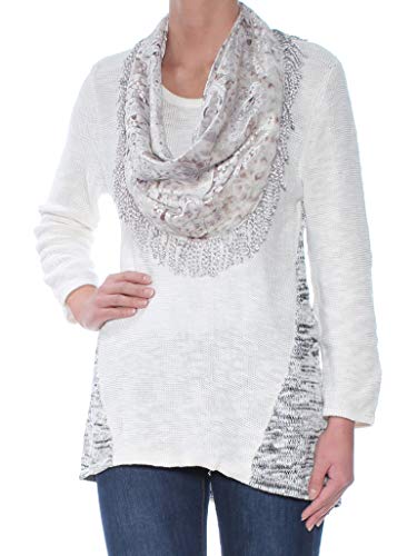 Style & Co Colorblocked Knit Top Removable Scarf