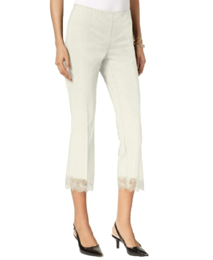 Cropped Lace-Hem Pants