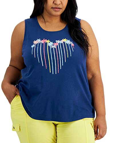 Style & Co Plus Size Cotton Palm Heart Printed Tank
