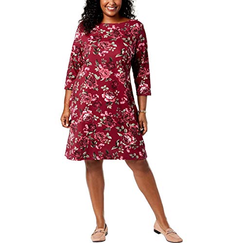 Karen Scott Plus Size Printed Boat Neck Dress