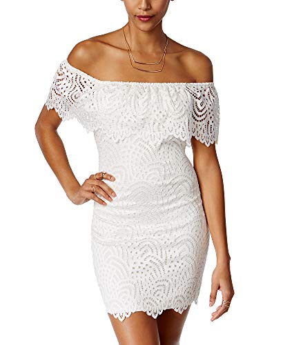 Material Girl Juniors Off The Shoulder Lace Ruffle Bodycon Dress