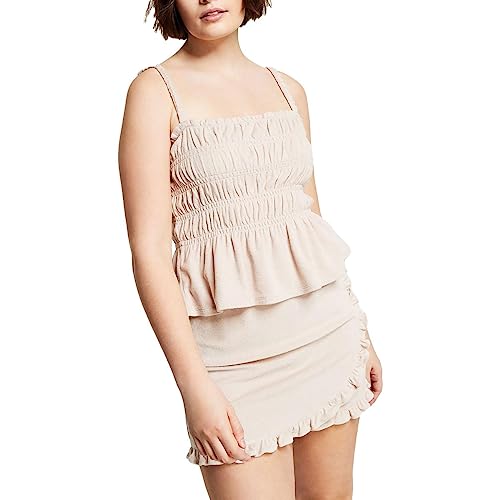 Bar III Womens Terry Ruffled Smocked Top
