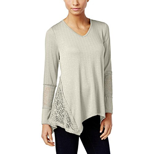 Style & Co. Womens Lace-Panel Basic T-Shirt