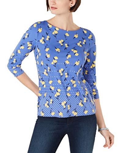 Charter Club Printed 3/4 Sleeve Top