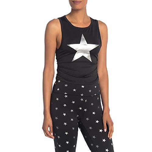 Juniors' Ruched Metallic-Graphic Top