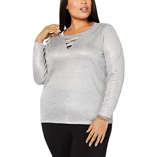 Plus Size Shiny Crisscross Cutout Top