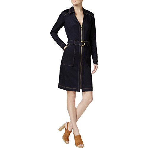 INC International Concepts Belted Denim Shirtdress