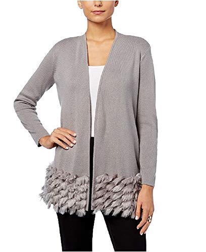Alfani Petite Faux Fur Trim Cardigan