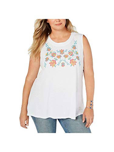 Style & Co Petite Sleeveless Embroidered Swing Top