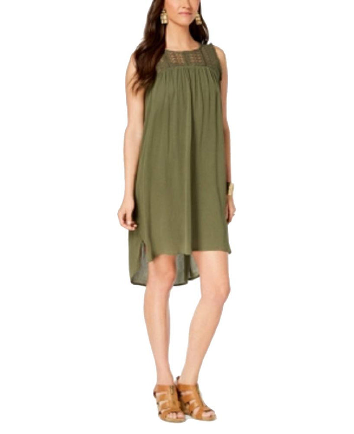 Style & Co Petite Lace Trim High Low Dress