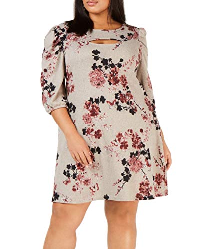 Plus Size Printed Puff-Sleeve Dress