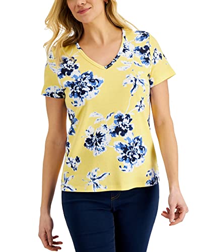Karen Scott Womens Holiday Floral Printed Top