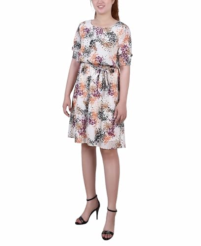 Petite Size Short Sleeve Pebble Crepe Dress