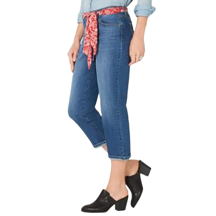 Petite Scarf-Belt Cuffed Capri Jeans