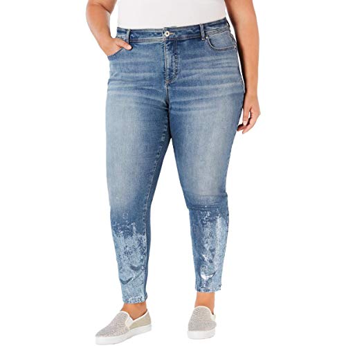 I.N.C. Plus Size Foil-Hem Skinny Jeans