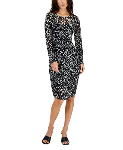 INC International Concepts Petite Printed Mesh Bodycon Dress
