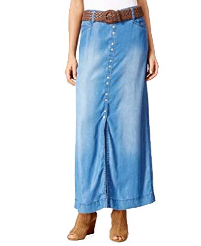 INC International Concepts Front Slit Denim Maxi Skirt
