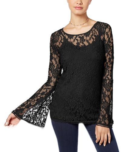Ultra Flirt Juniors Lace Bell Sleeve Top