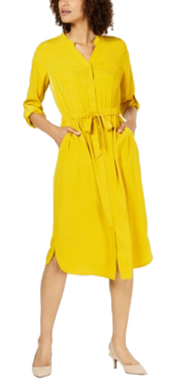 Petite 3/4-Sleeve Belted Shirtdress