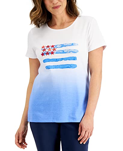 Karen Scott Womens Watercolor Flag Ombre Top