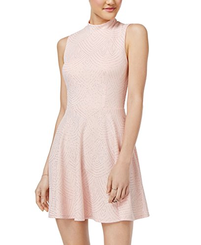 City Studios Juniors Mock Neck Glitter Skater Dress