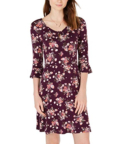 Juniors' Keyhole Printed Bell-Sleeve Dress