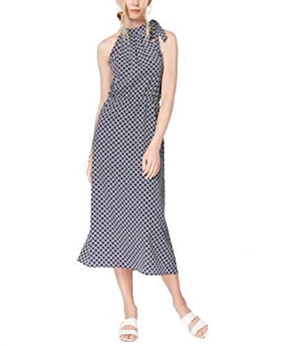 Maison Jules Printed Tie Neck Midi Dress