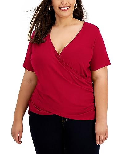 INC International Concepts Plus Size Cotton Side Ruched T-Shirt
