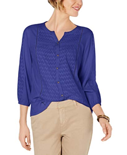 Ladder-Trim Bubble-Sleeve Top