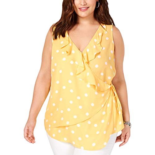 Plus Size Sleeveless Polka Dot Wrap Top