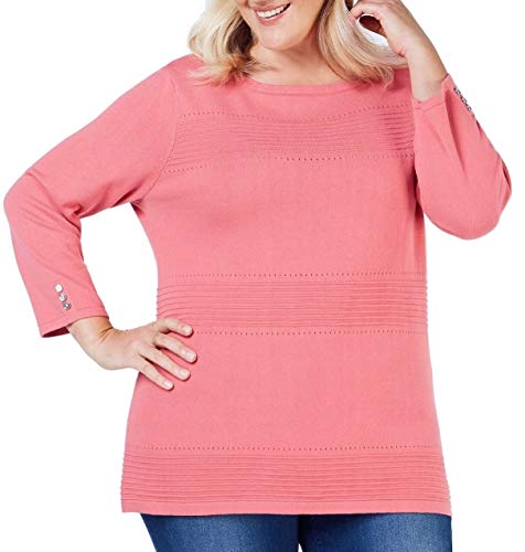 Plus Size Cotton Pointelle Sweater