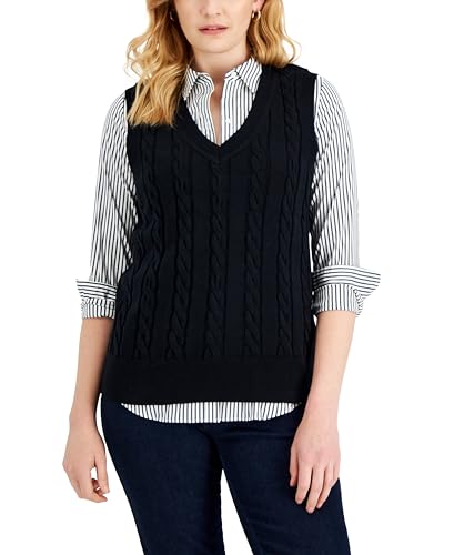Women's Cotton Cable-Knit Vest