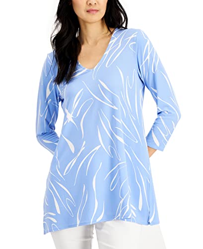 Alfani Petite Printed V Neck Tunic