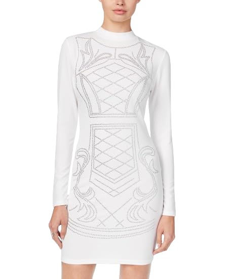 Say What Juniors Long Sleeve Mock Neck Beaded Dress