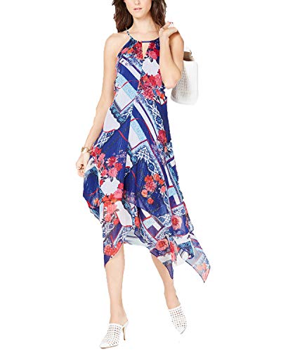 INC Printed Handkerchief-Hem Dress