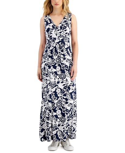 Charter Club Womens Sleeveless Cross Front Maxi Dress