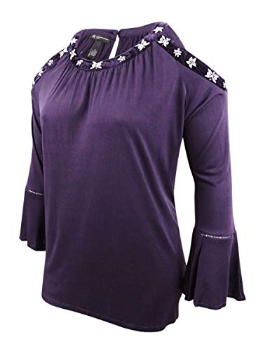 Plus Size Velvet Trim Cold Shoulder Top