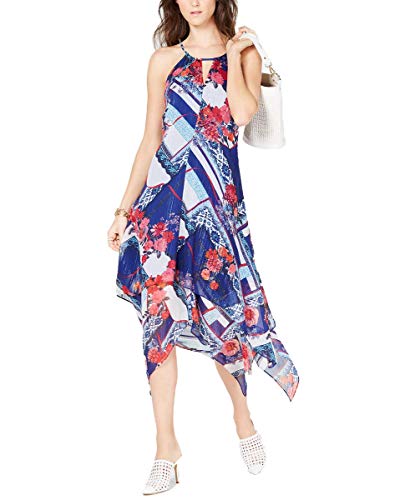 INC Petite Metallic Handkerchief-Hem Dress