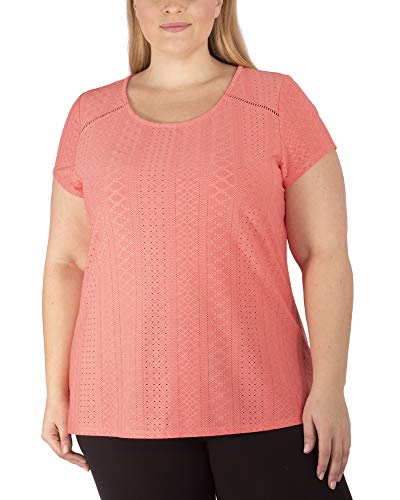 NY Collection Womens Plus Size Knit Eyelet Top