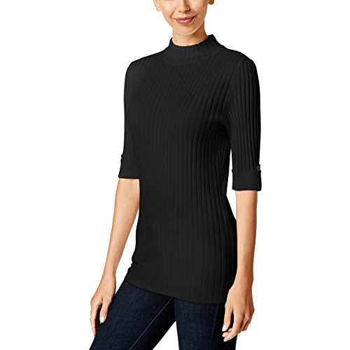 Style & Co Petite Ribbed Mock-Neck Sweater