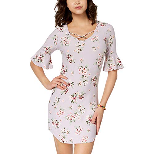 Juniors' Printed Ruffle-Sleeved Dress