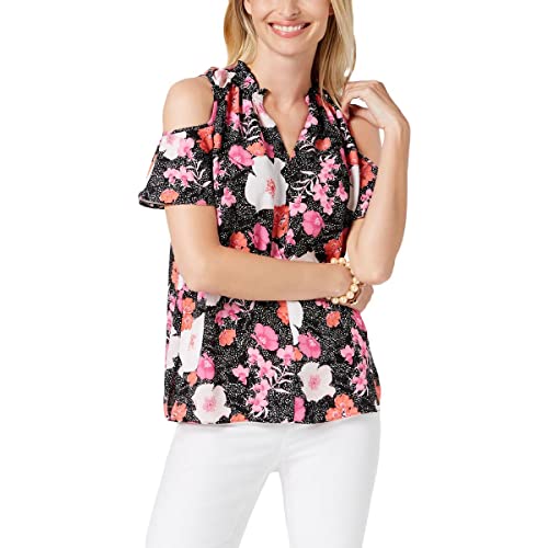 Printed Cold-Shoulder Top