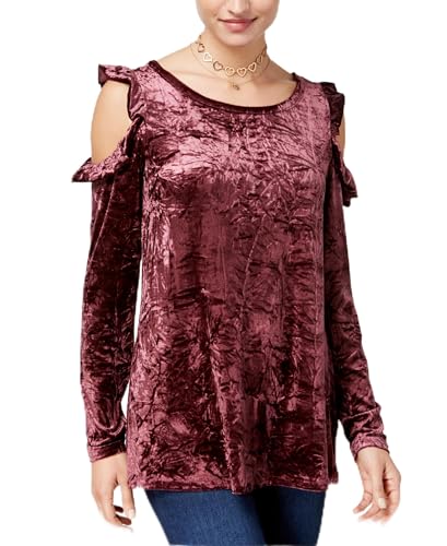 Juniors' Velvet Cold-Shoulder Top